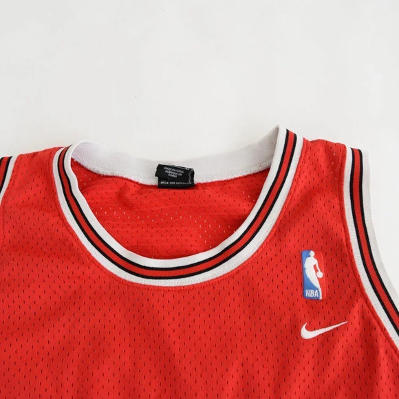 Vintage Nike Red Check Chicago Bulls Tyson Chandler 2001 NBA Home Jersey Size LG - Picture 8 of 12